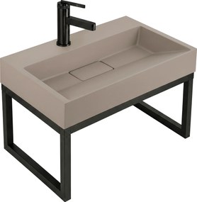 Rea Goya, umývadlo z konglomerátu s čiernou konzolou, 60 cm, béžová, KPL-U4413