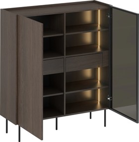 Dvojdverová vitrína Dunari 120 cm s ukrytými zásuvkami - dub dunin
