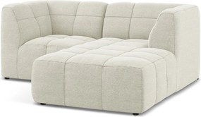 Béžová rohová pohovka z textílie buklé (pravý roh/s leňoškou) Aloha – Makamii