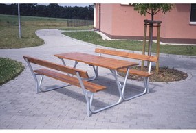 Vonkajší stôl s lavicami a operadlami, 1800 mm