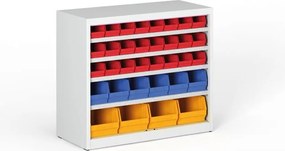 Regál s plastovými boxmi BASIC so zadnou stenou - 800 x 400 x 920 mm, 24xA, 6xB, 4xC