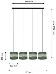 Luster na lanku HELEN 4xE27/15W/230V zelená/zlatá
