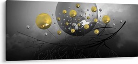 Obraz zlatých abstraktných gulí (120x50 cm)