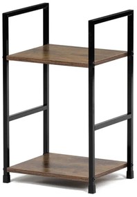 Regál, 2 police, dekor staré dřevo, MDF, černý lak