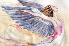 Obraz slobodný anjel s fialovými krídlami - 90x60