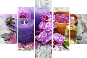 Obraz orchideí a sviečok (150x105 cm)