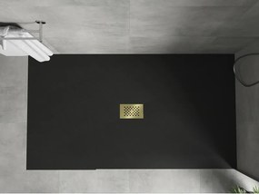 Mexen Hugo, obdĺžniková sprchová vanička SMC 170 x 100 cm, čierna, zlatá krytka, 42701017-G