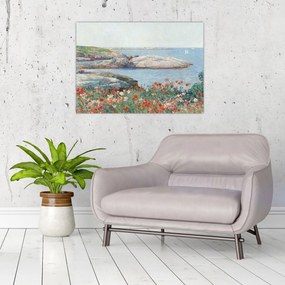 Sklenený obraz - Childe Hassam, Poppies,  Isles of Shoals, reprodukcia (70x50 cm)