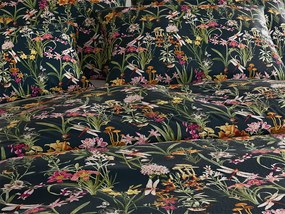 Sada mikroplyšových obliečok MYSTIC GARDEN tmavozelené + obliečka mikroplyš SOFT 180x200 cm biele, dvojposteľ