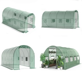 ModernHome Fóliový skleník s kovovým rámom - 4,5x2x2m zelený