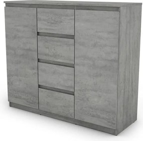 Široká komoda so 4 zásuvkami Carlos, šedý betón, 120 cm