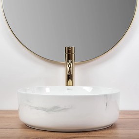 Keramické umývadlo na dosku REA SAMI NATURE MARBLE ø 36 cm mramor lesk