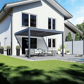 DEOKORK Záhradná hliníková pergola do stien 4x4 m (antracit)