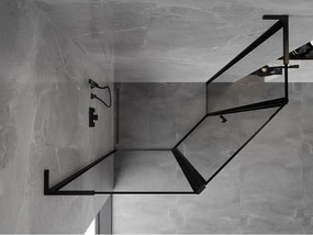 Mexen Mist L, päťuholníkový sprchový kút s krídlovými dverami, 90 x 80 cm, 8mm číre sklo, čierny profil, 8A8L-090-080-70-70-L