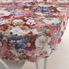 Biante Dekoračný oválny obrus PM-054 Maľované kvety na ružovom 140x180 cm