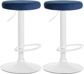 2x Barová stolička Ponte - zamat, biely rám Modrá