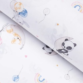 Biante Detský bavlnený štvorcový obrus Sandra SA-374 Pandy líšky a zajačiky s balónikmi 70x70 cm