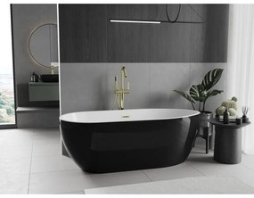 Mexen Eos, voľne stojaca vaňa 170 x 75 cm, biela-čierna, zlatý lesklý prepad, 52471707575-50