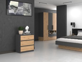 Komoda Musecalo 1 (antracit + dub artisan). Akcia -21%. Vlastná spoľahlivá doprava až k Vám domov. 1132779