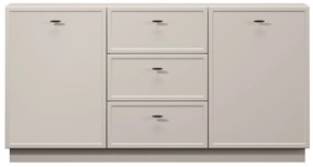 Komoda Lorini 150 cm na sokli - kašmírová / čierne úchytky T