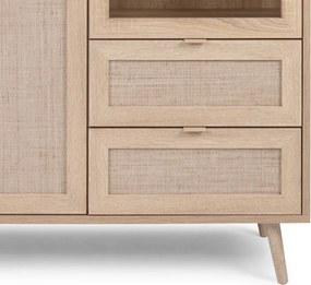 Vysoká skrinka s presklením Bali, dub sonoma/výplet