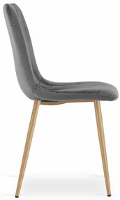 Jedálenská stolička LAVA zamatová sivá / drevené nohy