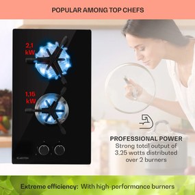 Klarstein Trifecta Domino, plynová varná doska, 2 trojuholníkové horáky, sklokeramika