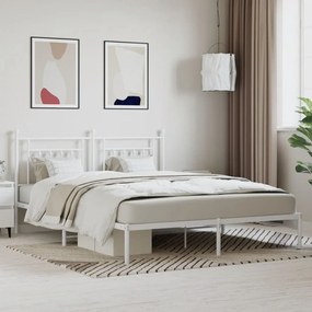 Kovový rám postele s čelom biely 160x200 cm 353589