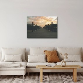 Obraz dreveného móla nad jazerom (70x50 cm)