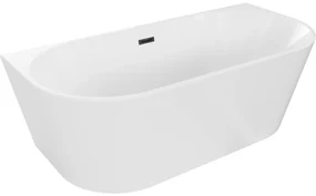 Mexen Oval, voľne stojaca nástenná vaňa 170 x 80 cm, biela, čierny matný prepad, 52671708000-70