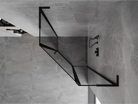 Mexen Mist L, päťuholníkový sprchový kút s krídlovými dverami, 90 x 90 cm, 8mm číre sklo, čierny profil, 8A8L-090-090-70-70-P