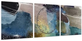 Obraz - Akvarelová abstrakcia (s hodinami) (90x30 cm)