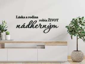 drevko Drevený citát na stenu o láske a rodine Rozmer obrazu: 35,5 x 86 cm, Farba dekorácie: Čierna