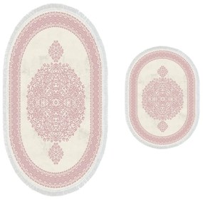Sada 2 kusov kúpelňových predložiek Art Deco ružová/béžová