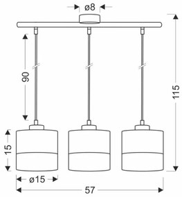 Luster na lanku PORTO 3xE27/60W/230V čierna/hnedá