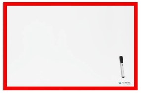 Toptabule.sk  Biela tabuľa na magnetky v drevenom červenom ráme 90x60 cm