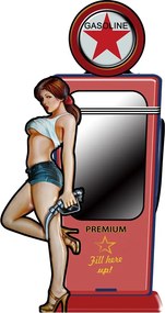 Nástenné zrkadlo v červenom kovovom ráme Gasoline - 48*4*90 cm