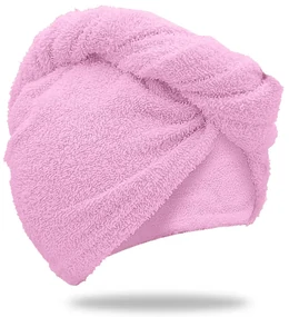 Rýchloschnúci froté turban na vlasy ružový, 100% bavlna