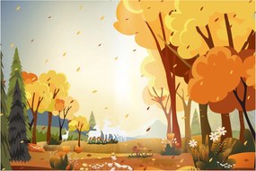Obraz - Jesenná krajina, ilustrácie (90x60 cm)