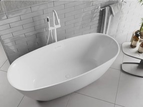 Mexen Luvo Slim, voľne stojaca vaňa 170 × 75 cm, biela lesklá, biely prepad, 52801707500-20