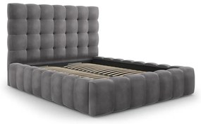 Sivá čalúnená dvojlôžková posteľ s úložným priestorom s roštom 160x200 cm Bali – Cosmopolitan Design