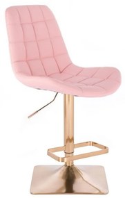LuxuryForm Barová stolička PARIS na zlatej hranatej podstave - ružová