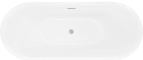 Mexen Lotos, voľne stojaca vaňa 170 x 75 cm, biela, prepad brúsený nikel, 52051707700-97
