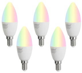 Sada 5 stmievateľných LED žiaroviek E14 C37 Opál 4,9W 470 lm 2700-6500K