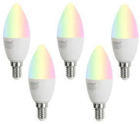 Sada 5 stmievateľných LED žiaroviek E14 C37 Opál 4,9W 470 lm 2700-6500K