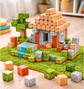 LEAN Toys Magnetické stavebné kocky Štvorcový svet 3D 312 el.