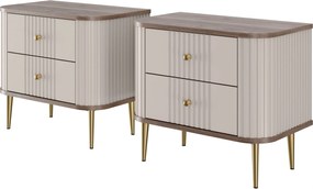 Nočné stolíky Vespera 56 cm - 2 ks - kašmírová / orech / zlatá