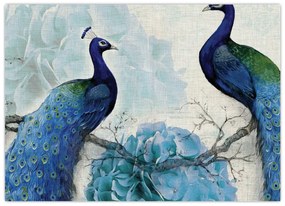 Obraz - Pávy s textúrami (70x50 cm)