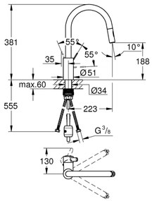 GROHE 31481001 - Drezová batéria EUROSMART COSMOPOLITAN lesklý chróm