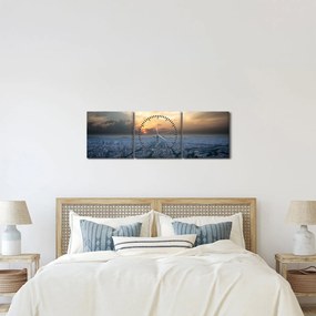 Obraz - Paríž z výšky (s hodinami) (90x30 cm)